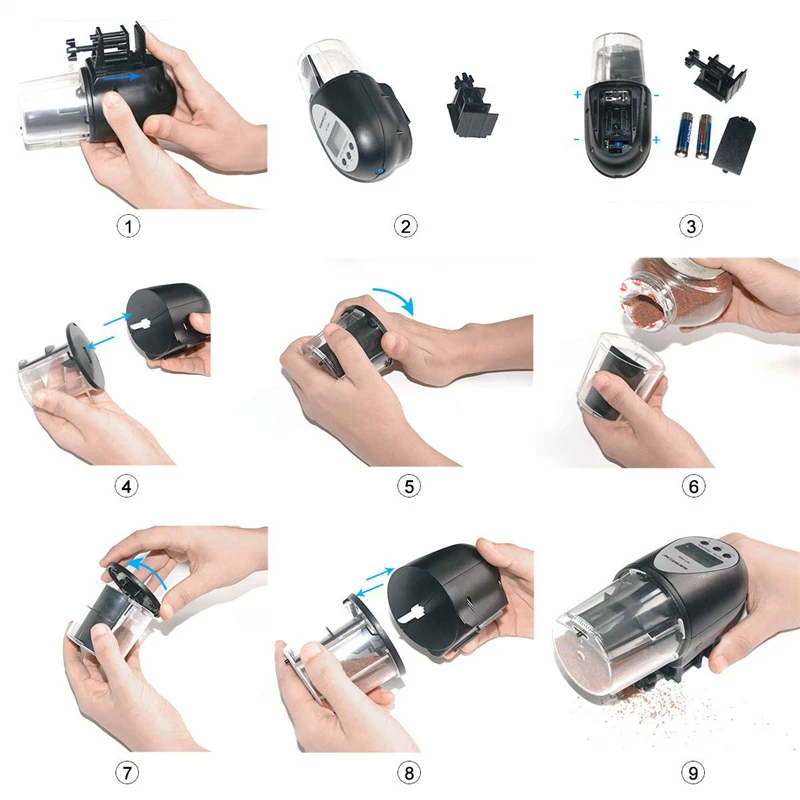 6 Portable Automatic Electrical Fish Feeder Digital  Fish Tank Timer Feeder Home Aquarium Tank Food Feeding Weekend Holiday Helper