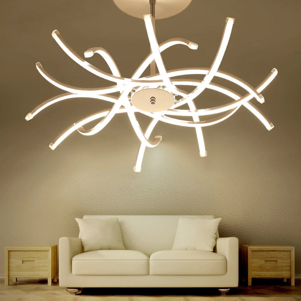 

Led Chandelier Lights Lamp Lighting Modern Fixture Chrome Lustre Chandelier Ceiling for Living Dining Room Bedroom Contemporary