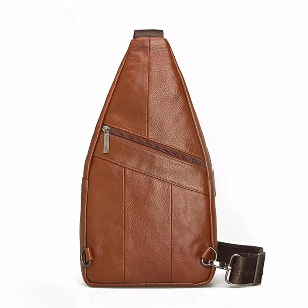 Высокое качество натуральная кожа один нагрудный рюкзак известный бренд мужской