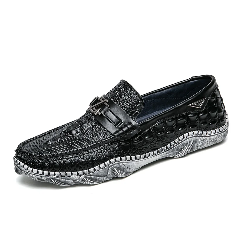 Crocodile Anti Chaussures Doux En Split Hommes Style Mocassins Occasionnels slip 30d50 Cuir white Black Conduite nxCxpUT8wq