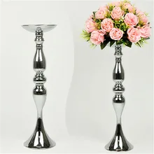 Candelabros de Metal de plata 50 cm/20 ”Soporte de Flores Jarrón Candelero Como Principal Camino Centro Candelabros Boda Piezas decoración