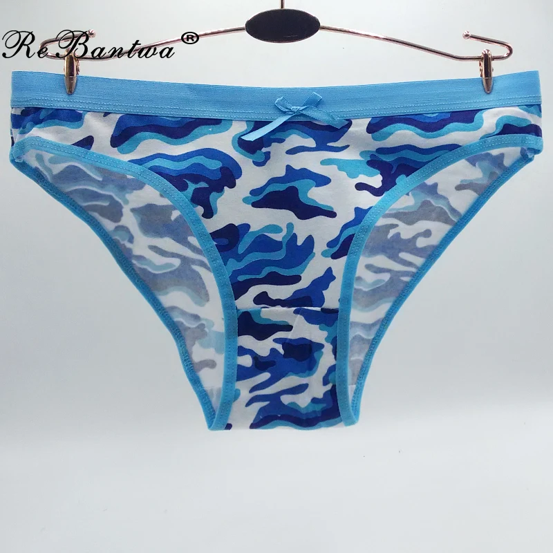 Rebantwa Brand 3pcs Woman Underwear Cotton Camouflage Stretch Panties