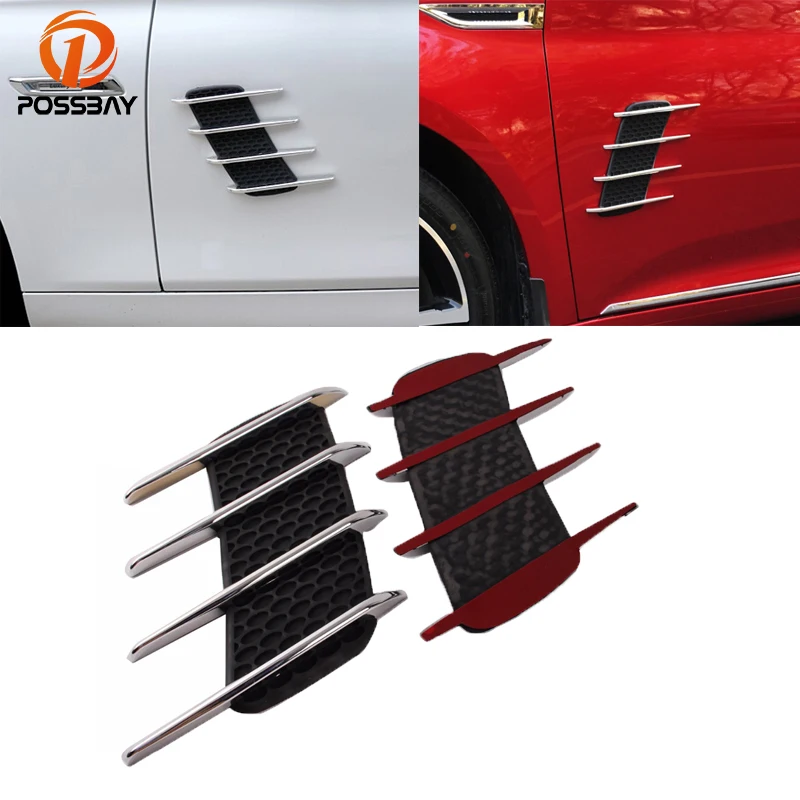 POSSBAY Universal ABS Auto Shark Grille Sticker Car Air Intake Flow