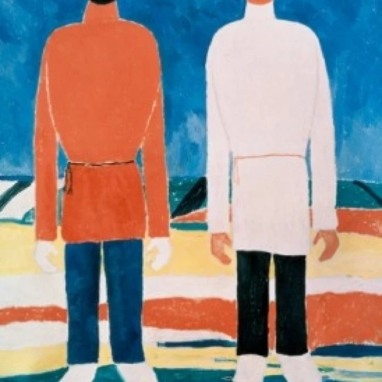 Two Farmers 1928-32 Kasimir Malevich 1878-1935 Russian Oil on canvas Russian State Museum St Petersburg Russia 18 x 24