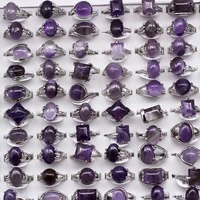 20 pcs/lot Mixed Styles Natural Purple Crystal Stone Rings 2018 New Fashion Women's Jewelry 1
