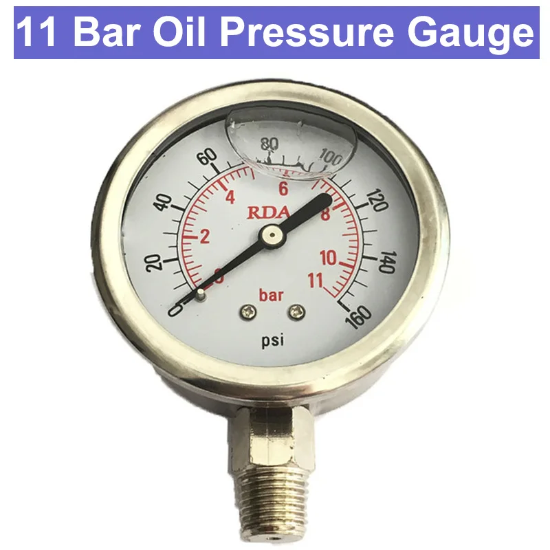 SP 0 160Psi 11Bar 60 мм 1/4 нить радиальный манометр из нержавеющей стали с жидкостью масло