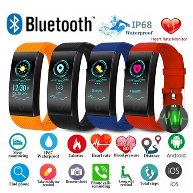 

Smart Bracelet Sync Notifier Heart Rate Monitor IP68 Waterproof Smart Band Tracker Pedometer Bluetooth 4.0 Sports Wristband QW18