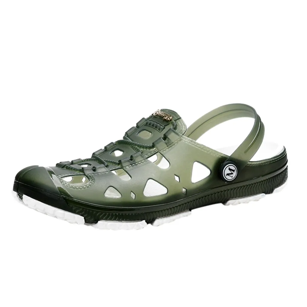 

ONTO-MATO Men's Summer Flat Shoes Sandals Breathable Casual Outdoor Non-Slip Beach Slipper Hollow Out Comfy Beach Sandals