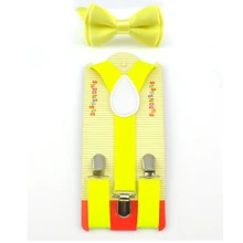 Новые Эластичные подтяжки и галстук-бабочка с неоновым желтым и зеленым узором для мальчиков и девочек, комплекты на подтяжках и бабочках в форме Y,, 22 цвета