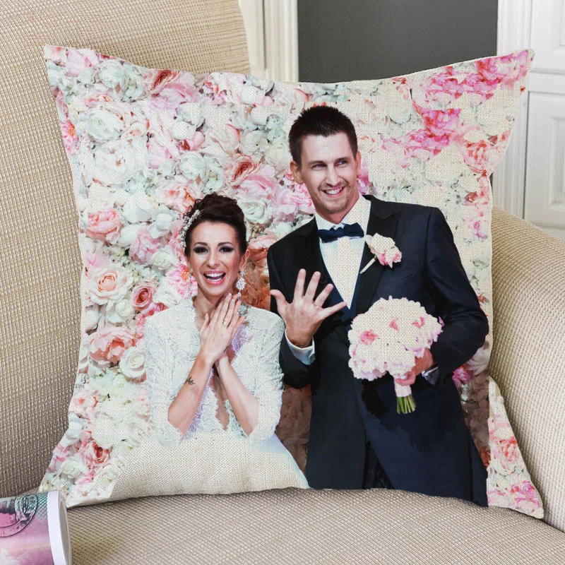 

Customize Wedding Anniversary Kids Photos Print Throw Pillows Personalize Family Pet Girlfriend Pictures Car Cushion Cover Gift