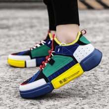 Трендовый МОЛОДЕЖНЫЙ мужской кроссовки удобные синие Лоскутные парные спортивные туфли Vogue Красивая Мужская обувь для ходьбы фитнес дети