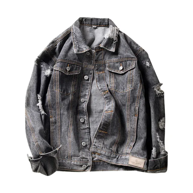 MORUANCLE Fashion Mens Ripped Jeans Jackets Hi Street Distressed