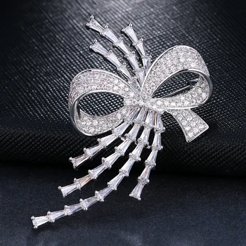 

EmmayaUnique Design White gold/Rose Gold Cubic Zircon Butterfly Brooch for Women Wedding Party