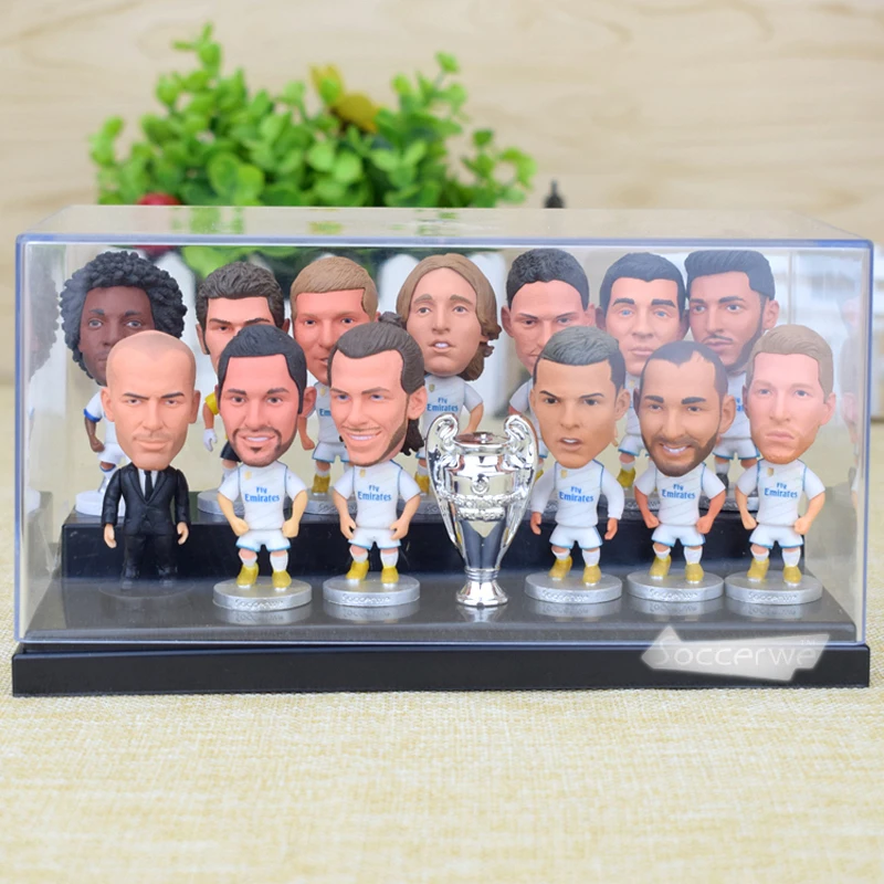 12PCS + Display Box Soccer Real Madrid Player Star Figurine 2.5