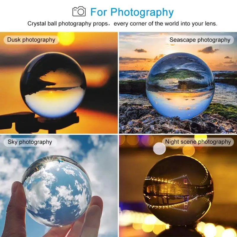 

30/40/50/60/70/80/90mm Crystal Ball Quartz Fengshui Photography Glass Crystals Craft For Travel Take Pictures Home Decor