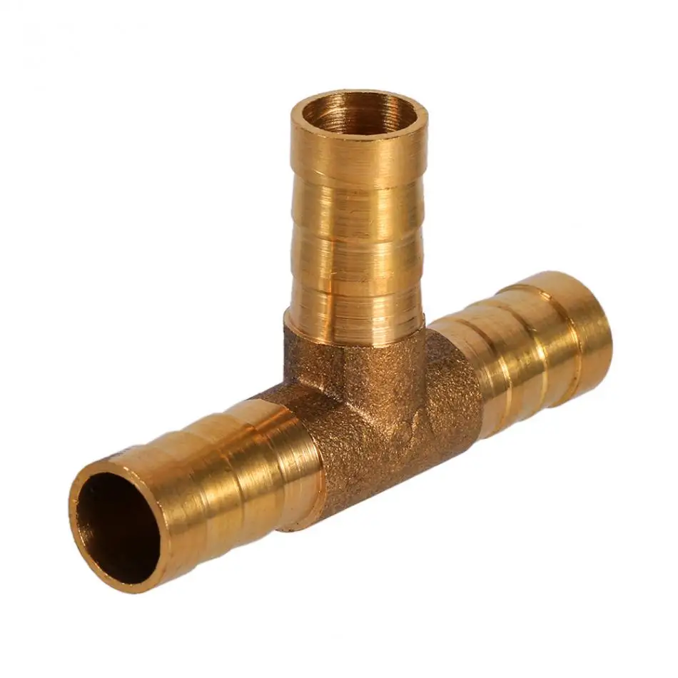 

Brass T Piece 3 Way Fuel Hose Joiner Connector For Compressed Air Oil Gas Pipe 10mm