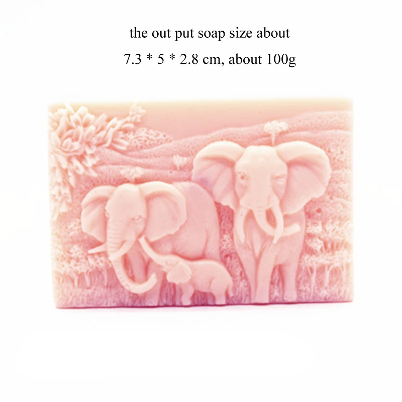 

DIY Craft handmade soap mould soap making mold food grade silicone African elephant pattern square shape