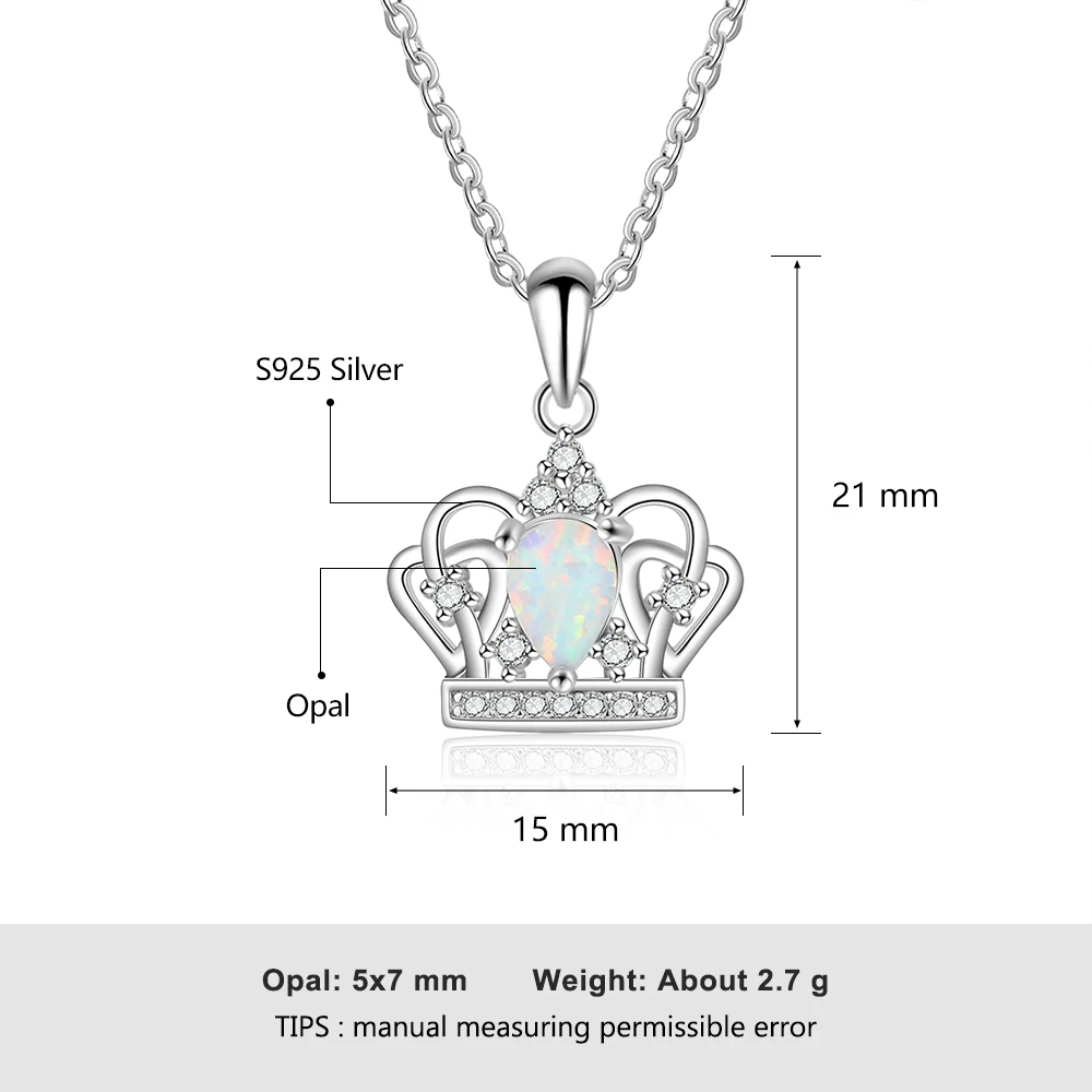 925 пробы, Серебряная корона, ожерелье s& Кулоны, элегантное белое опаловое ожерелье для женщин, хорошее ювелирное изделие, подарок(JewelOra NE103189
