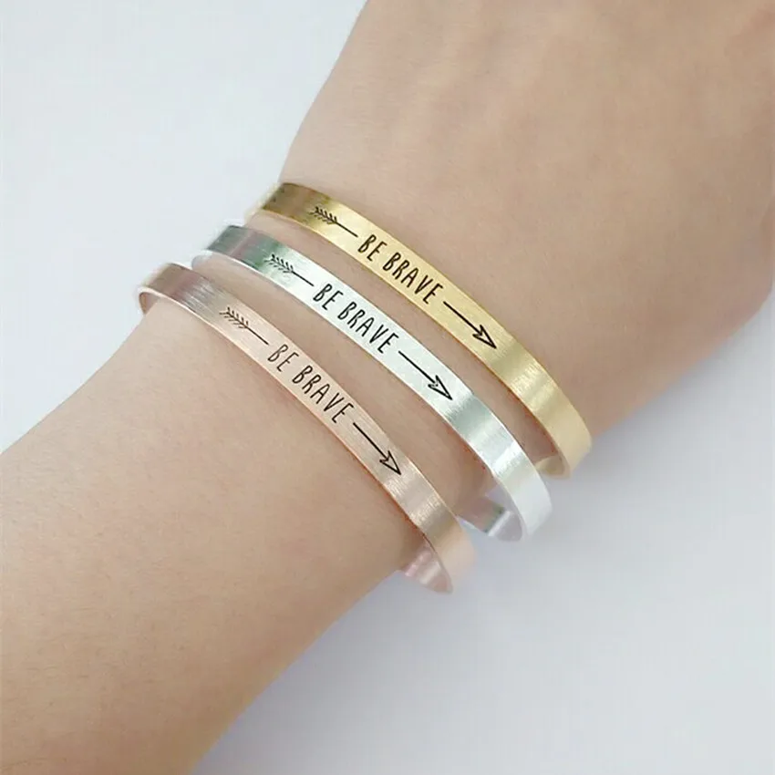 

ICFTZWE Rose Gold Color Be Brave Best Friends Love You to the Moon& Back CARPE DIEM Gold Bracelet Bangle For Women Men Jewelry