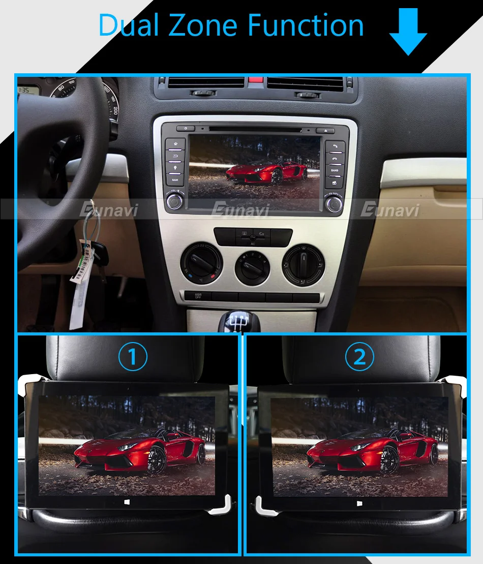 Flash Deal Eunavi 2 Din Car DVD GPS For Skoda Octavia 2012 2013 A 5 A5 Yeti Fabia Car Android 9.0 Quad Core RAM 2GB Stereo Radio Navigation 20