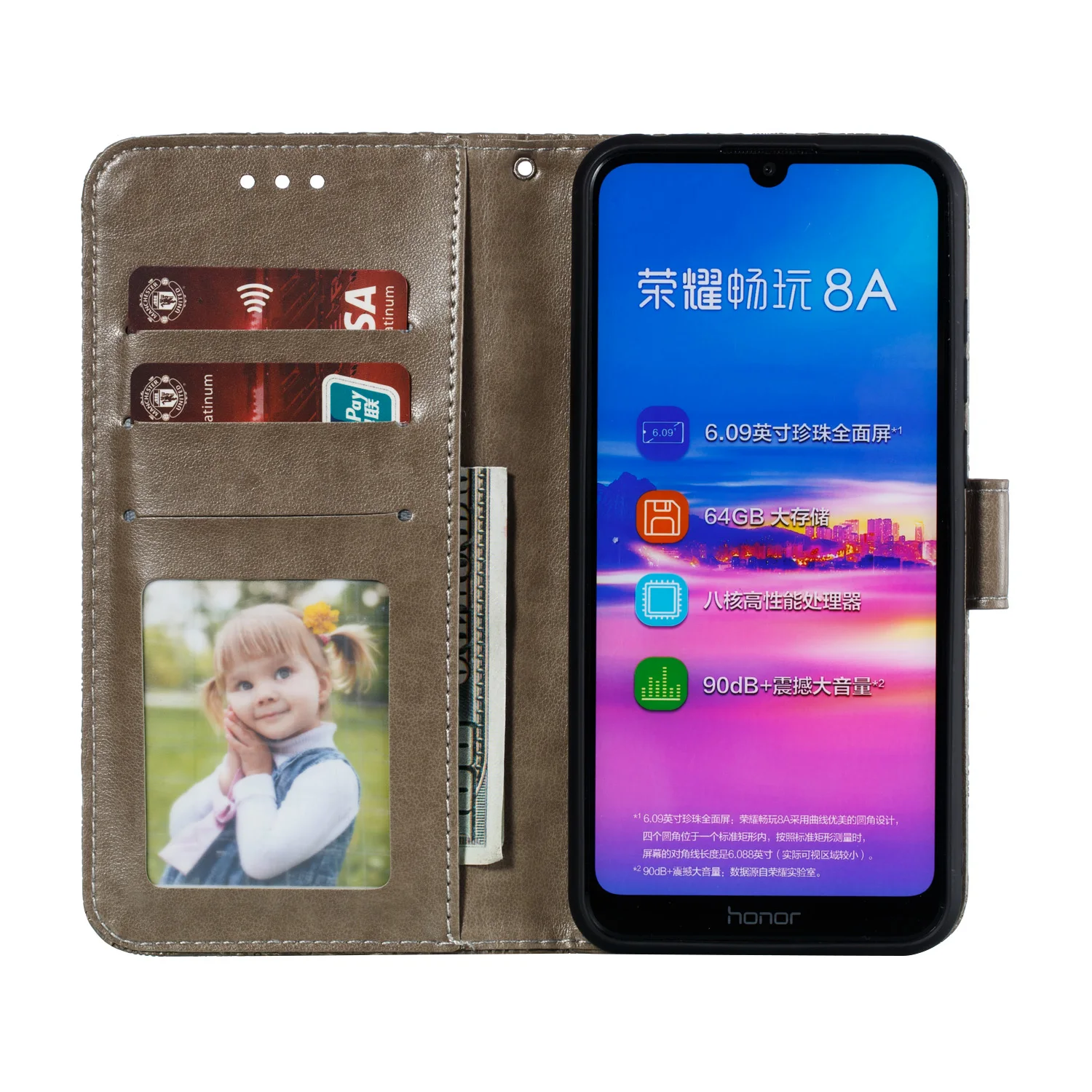 3D Hoa Da Flip Cover Dành Cho Huawei Honor 8S 8A 8C 8X V20 Giao Phối 20 7C 7A Pro 10 p30 Lite Y9 Y6 Y7 2019 Y5 2018 JAT-L29 Ốp Lưng
