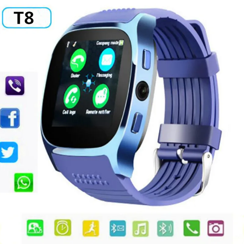 

T8 Smart Watch Sports Clock With Camera Sim TF Card Slot Push Message Bluetooth Connectivity Android&IOS Phone Smartwatch PK V8