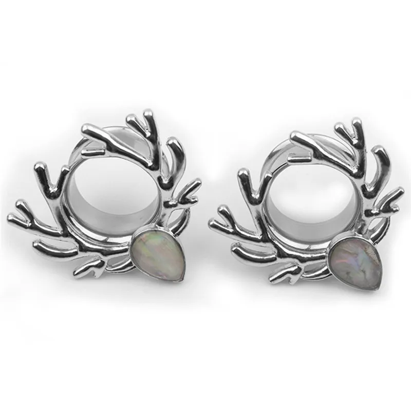 

Deer Logo Ear Piercing Earplugs Jewelry Ear Tunnel Shell Drop In Stainless Steel, Silve Couple Sale 2018 New