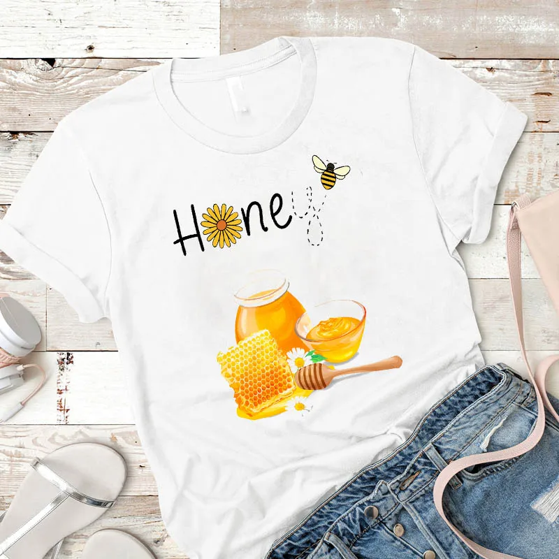 Милая модная женская летняя футболка с принтом пчелы Camisa Mujer Женская графическая