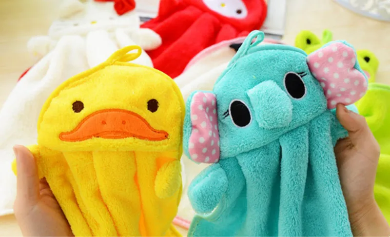 New Baby Hand Towel Soft Children's Cartoon Animal Hanging Wipe Bath Face Towel colorful kitchen bathroom Healthy