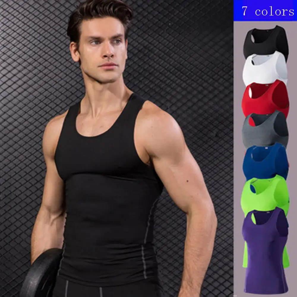 

Sport Vest 2019 Men Slim Training Vest Breathable Quick Drying Basketball Running Athletic Tee