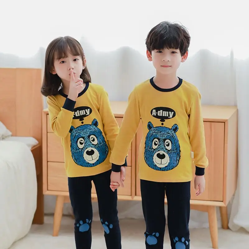 color at picture Детская одежда; весенняя одежда для сна для девочек и мальчиков; комплект детской пижамы; хлопковая Домашняя одежда с рисунком; пижамы; детская одежда для сна; Пижама для малышей - Цвет: color at picture