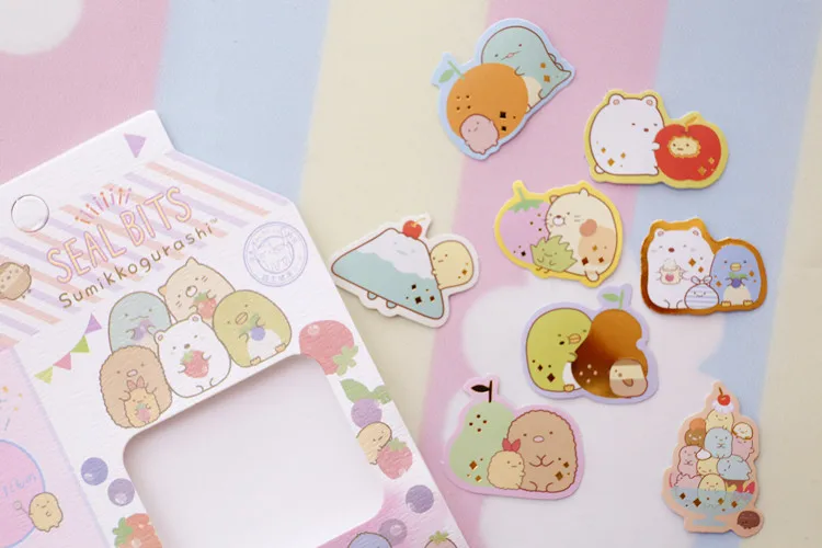 40 шт./упак. Kawaii Sumikko Gurashi Rilakkuma Золотая наклейка для молочных изделий альбом