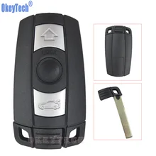 OkeyTech Uncut Blade 3 Buttons Remote Key Case Shell for BMW 1 3 5 6 7 Series E90 E91 E92 E60 Smart Keyless Fob Smart Card Cover
