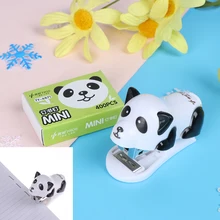 Офисные, студенческие, школьные, домашние Мини бумажные, с пандой, для документов, степлер со скобами