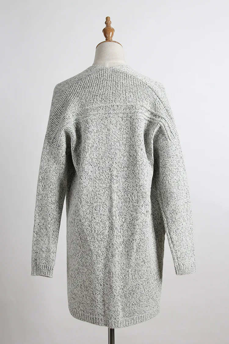 2017 European station autumn and winter new sweater cardigan jacket female long section long sleeve large pocket sweater shirt (6)