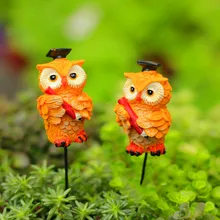 Сова миниатюрная смола Группа мальчишник шляпа Садоводство плагин садовое украшение открытый