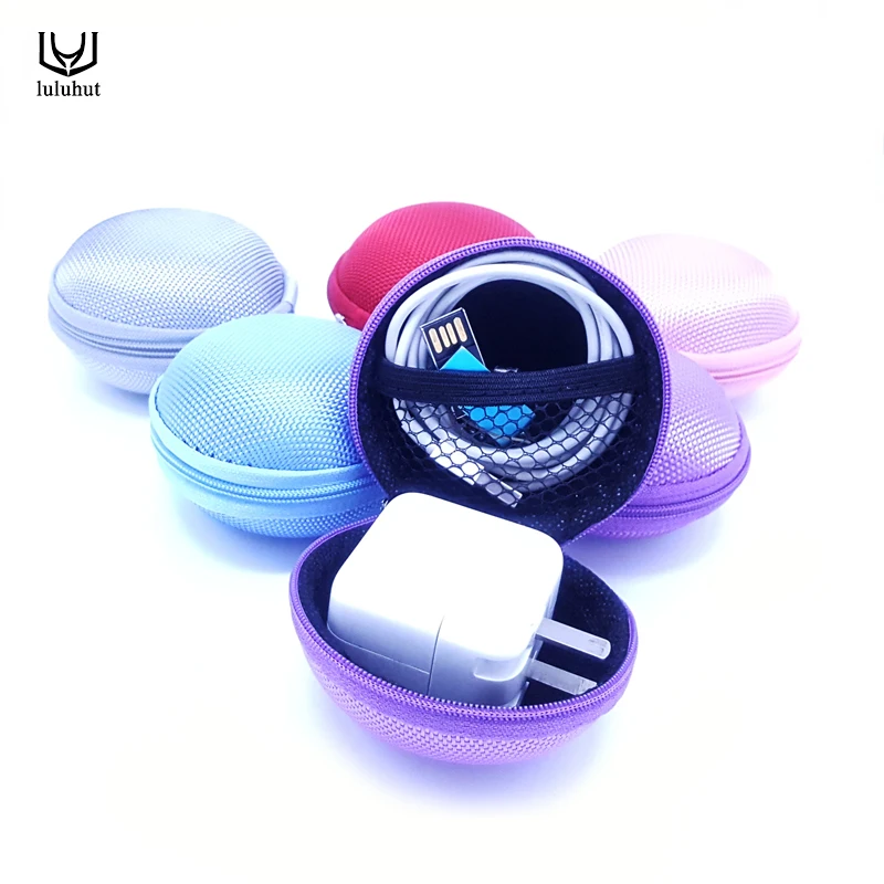 

luluhut mini portable hard storage case for earphone headphone SD card zipper carrying bag for ear buds insert with small pocket