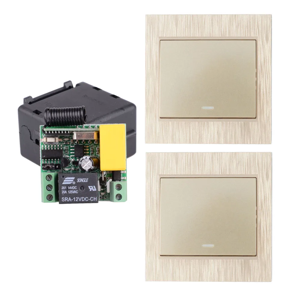 

AC 220V 1CH 2CH 3CH 10A RF Wireless Remote Switch Wireless Light Switch + Gold Wireless Transmitter Wall Panel Remote Control