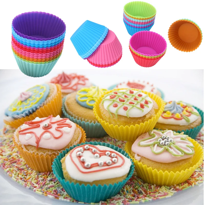 Buy 24pc/Lot Muffin Cupcake Mold Colorful Silicone