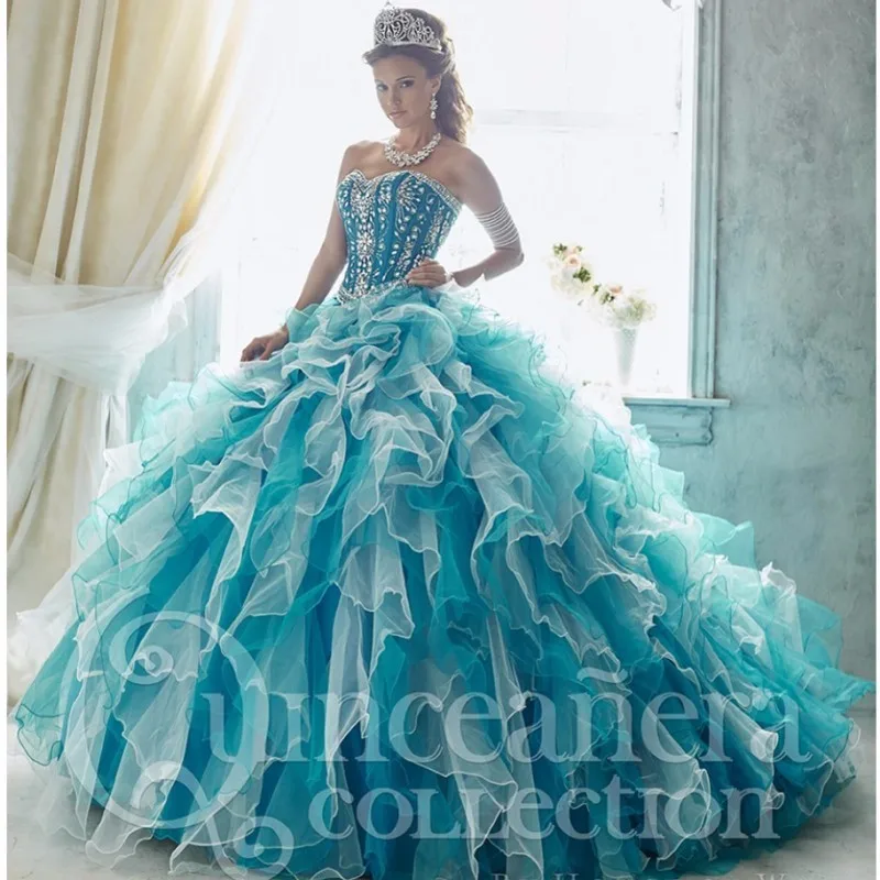 

3 pieces Sweetheart Beading Quinceanera Dresses with Removable Skirt Two in One Organza Ruffles Masquerade Dress Ball Gowns 2016