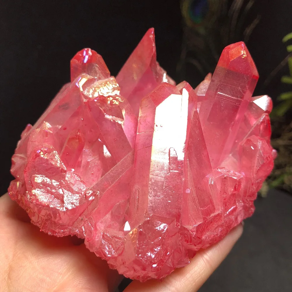 

PRETTY Natural Aura Quartz Crystal Bismuth Titanium Silicon Clusters SPECIMEN Reiki Healing