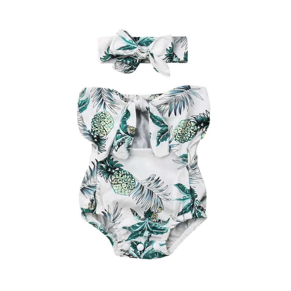 

New 2Pcs Baby Girl Pineapple Romper Summer Holiday Clothes Outfits