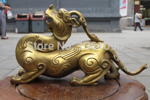 

xd 001363 Chinese regius pure Brass refined carve Dragon PIQIU Animal Statue