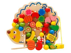 Обучающие Развивающие деревянные игрушки 82 шт. Ежик фруктовые бусины Монтессори Oyuncak обучающая игрушка для детей