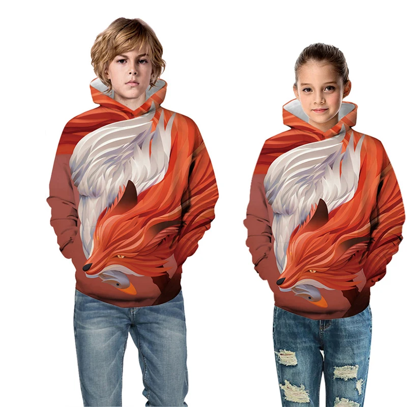 

Animal Wolf 3D Print Children's Clothes Long Sleeve Hoodie Winter New Hooded Pullover Fashion Casual Boy Girl Sweatshirt Kids