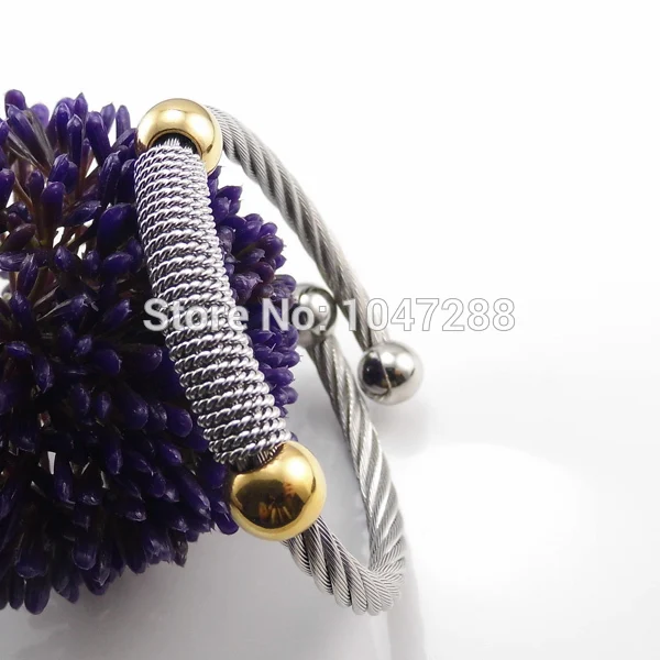New Hot Sell Fashion Women Stainless Steel Jewelry Elastic Wire Bracelets Bangles 3