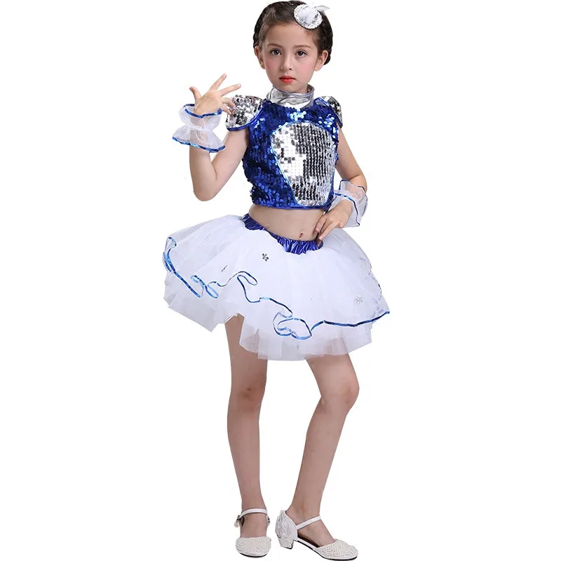 Children Jazz Dance Sequins Performances Stage Clothing Set Modern Jazz