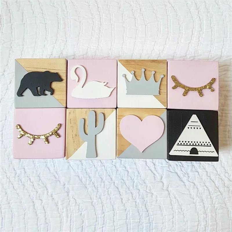 5/6cm Nordic Original  Wooden Swan Crown Hear Blocks Decoration for Baby Room Photography Props Wedding/Christmas Decor Gifts