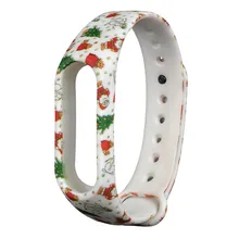 Силиконовый, с рождественским рисунком ремешок сменный Браслет для Xiaomi MI Band 2 Прямая 1013