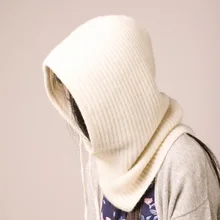 Шерсть, теплые вязаные шапки, унисекс, одноцветная кашемировая шерстяная шапка, вязаная шапка с ушками